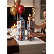 Lot de 2 Étuis Cadeaux Festifs et Imprimés pour Bouteille de Champagne Standard – Transport Sécurisé