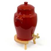 Vinaigrier Rouge Flamboyant en Grs - 4 litres avec son Tabouret en Bois