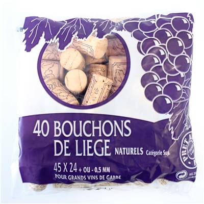 Sachet de 40 Bouchons en Liège Naturel 45 x 24 mm - Une Solution Idéale pour les Vins de Garde Longue