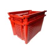 Caisse Gerbable Ajoure pour Fruits 40L  Rouge