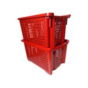 Bac Gerbable Ajouré pour Fruits 40L - Caisse Gerbable – Rouge