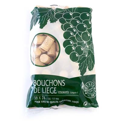 Sachet de 100 Bouchons en Liège Colmaté 38 x 24 mm - Une Solution Idéale pour Boucher Vos Vins de Qualité Supérieure